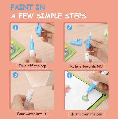 Magic Water Drawing Book + Reusable Doodle Pen - swmart