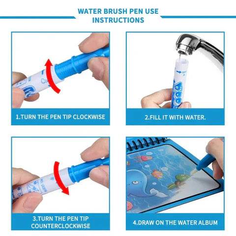 Magic Water Drawing Book + Reusable Doodle Pen - swmart